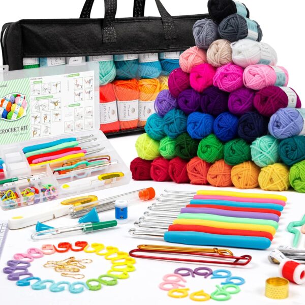 Crochet Kit with Yarn Ergonomic Hooks Beginner Set