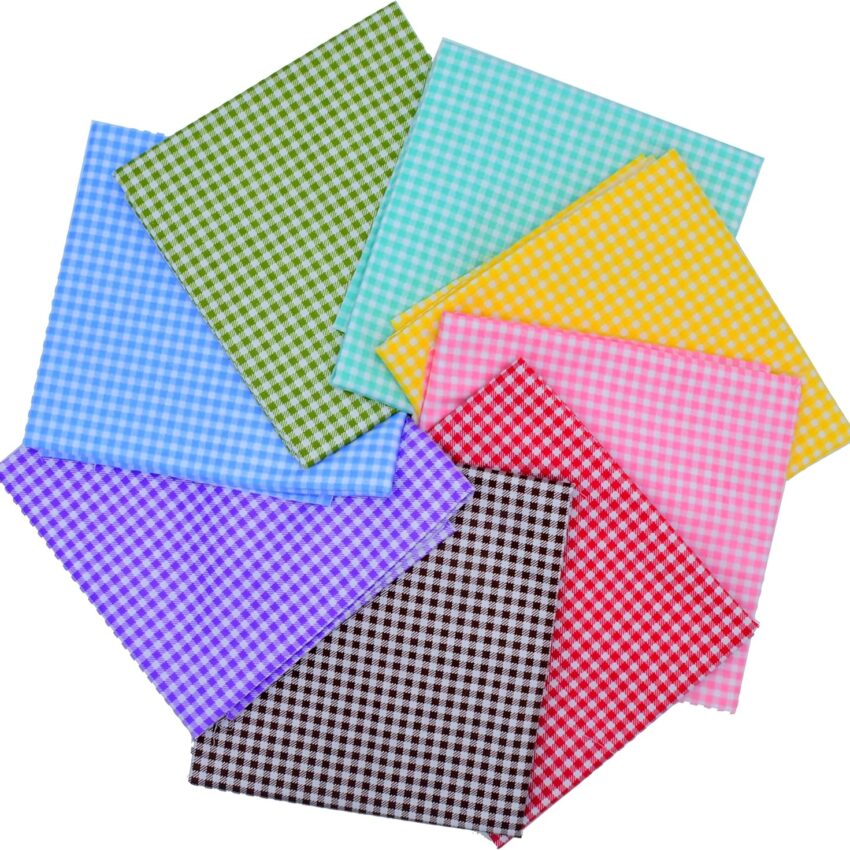 Gingham Cotton Fat Quarters Fabric Bundle 18x22