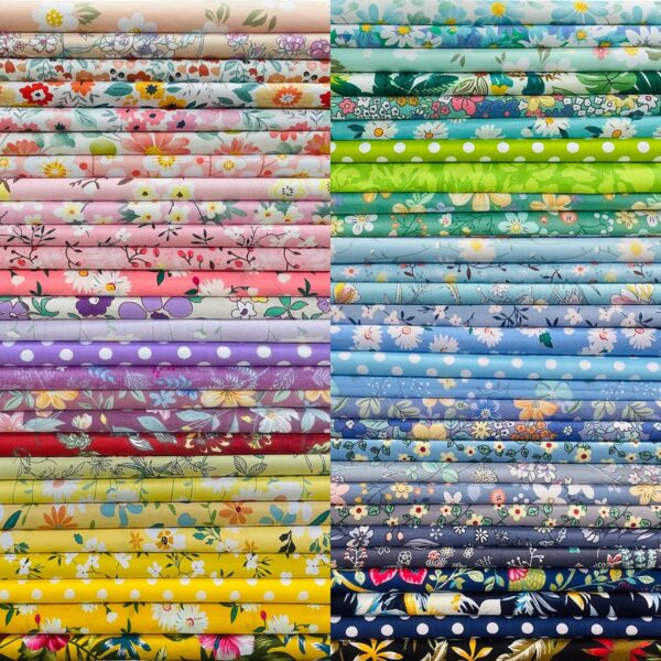 Cotton Quilting Fabric Squares 50 Pack Floral