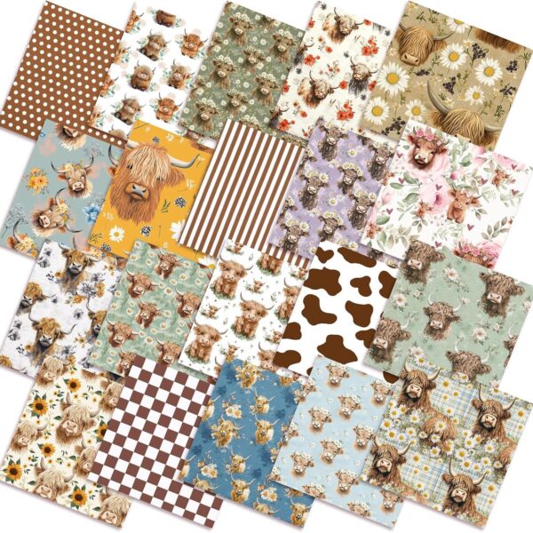 Christmas Cow Quilting Fabric Squares 60 Pack