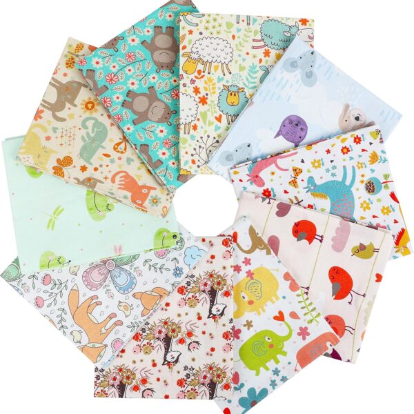 Cotton Quilting Fabric Bundle 10 Pack Animal