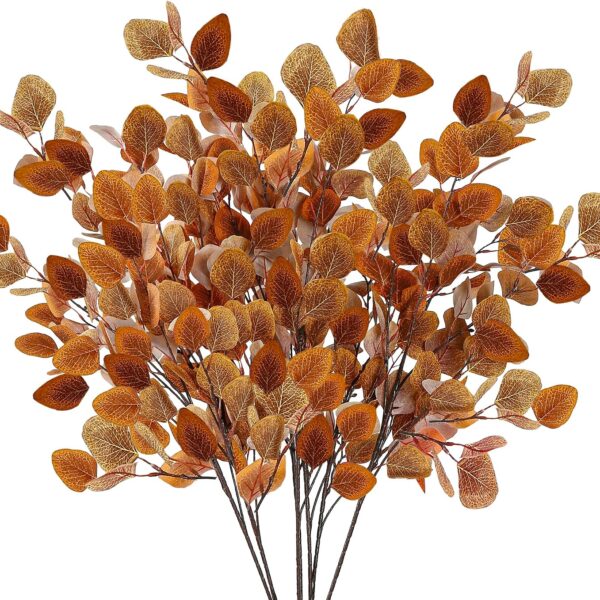 Fall Eucalyptus Stems Artificial Autumn Leaf Rustic Seasonal Decor
