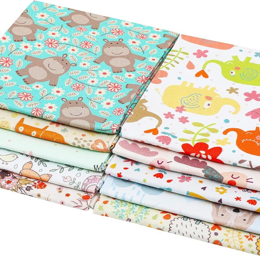 Cotton Quilting Fabric Bundle 10 Pack Animal