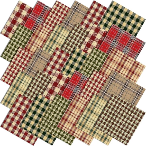 Christmas Plaid Quilting Fabric Squares 60 Pack