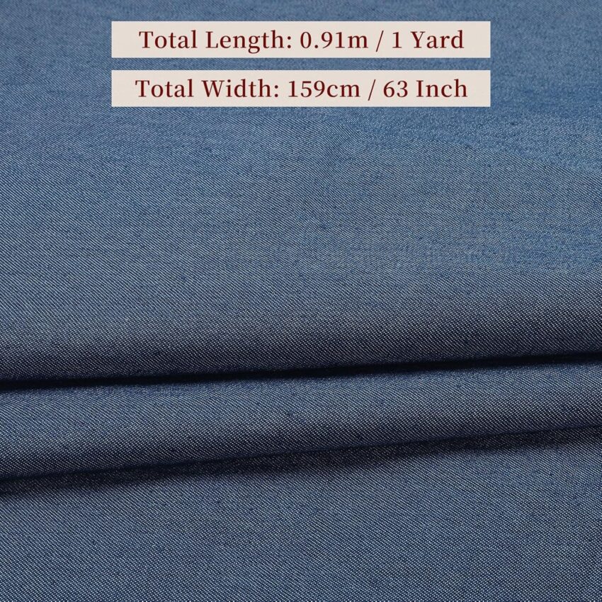 Blue Denim Cotton Upholstery Fabric One Yard