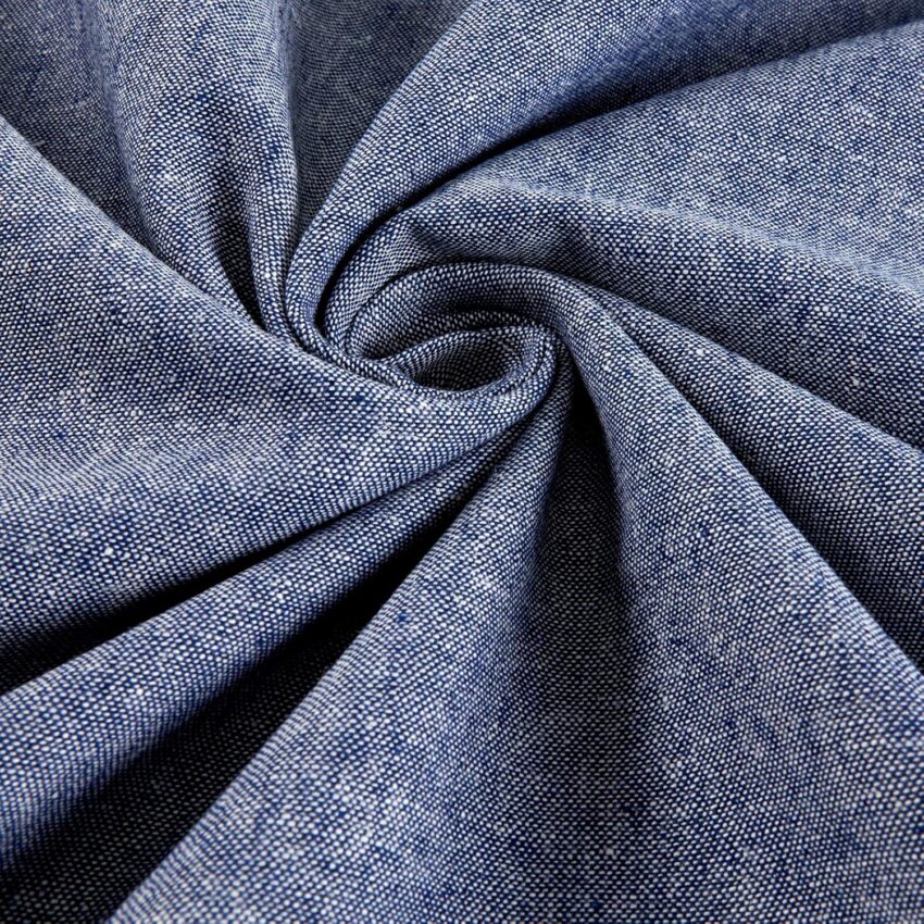 Denim Blue Linen Blend Cotton Fabric Yard