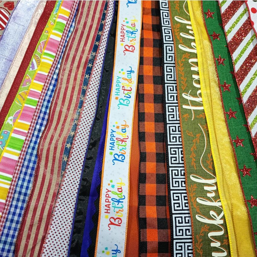 Seasonal Holiday Fabric Wired Edge Ribbons 20