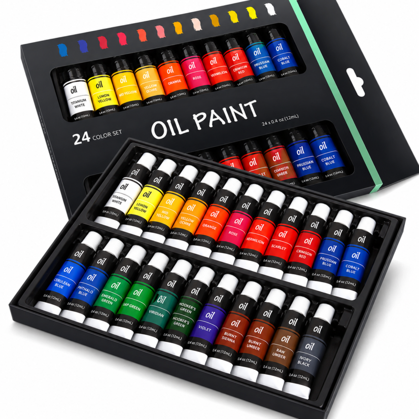 24 Color Oil Paint Set for Canvas Artists