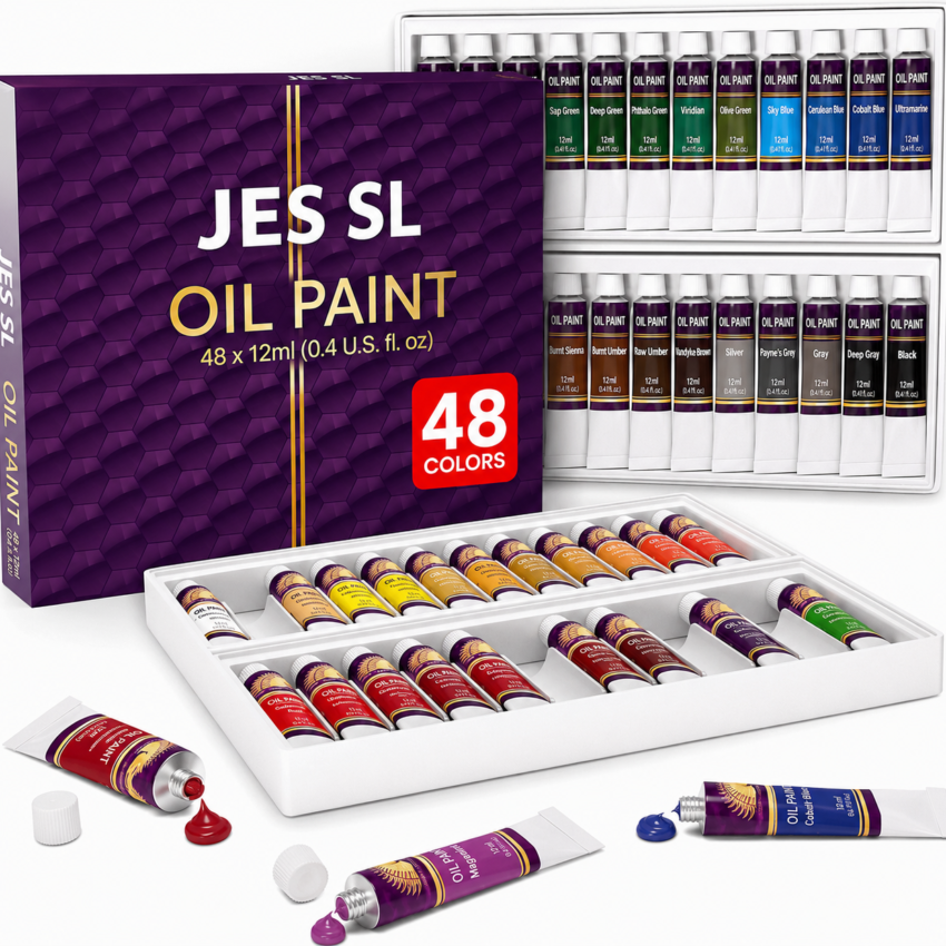 48 Color Oil Paint Set for Canvas Artists