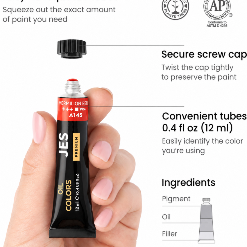 24 Color Oil Paint Tubes for Canvas Art