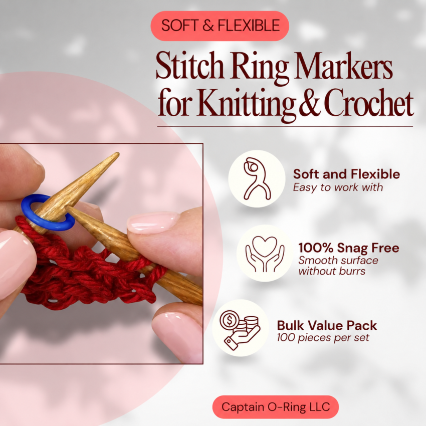 Soft Rubber Stitch Ring Markers for Knitting