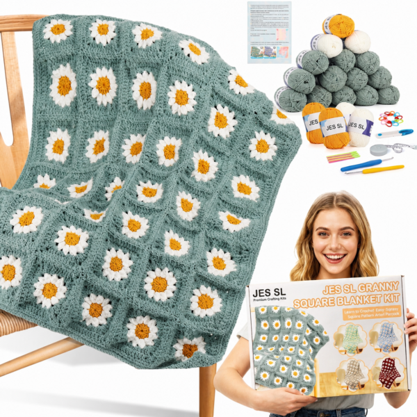 Crochet Kit Beginners Granny Square Blanket Tutorial