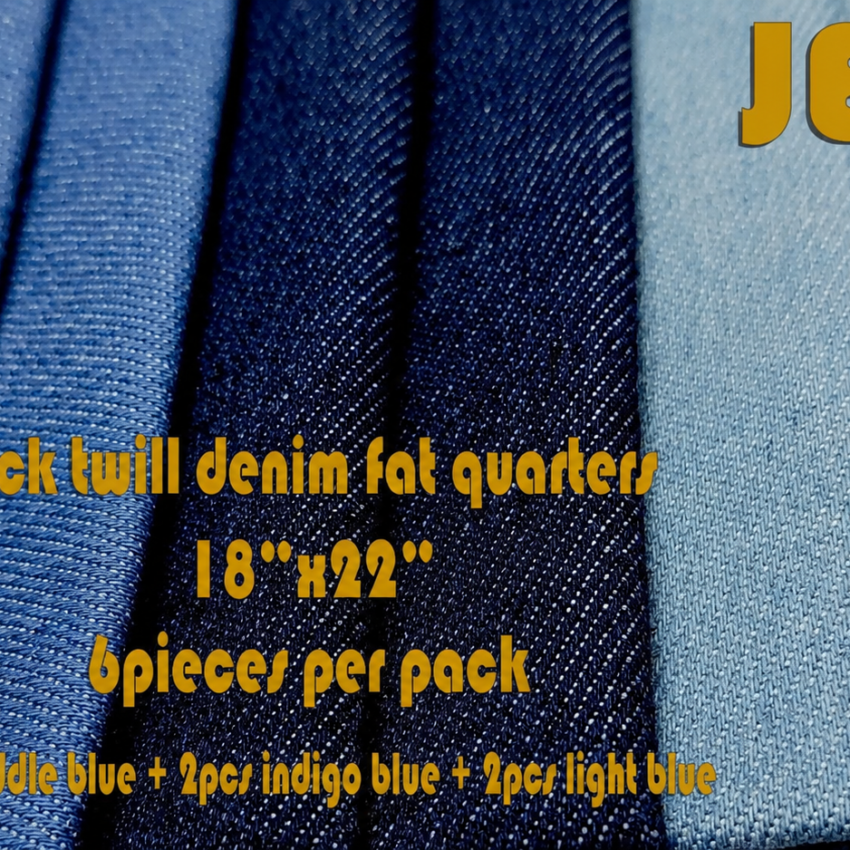 Precut Denim Twill Quilting Fabric Fat Quarters 6