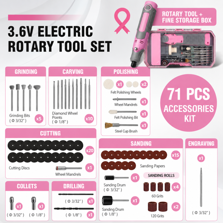 Cordless Rotary Tool Kit Cutting Craft Accessories Set