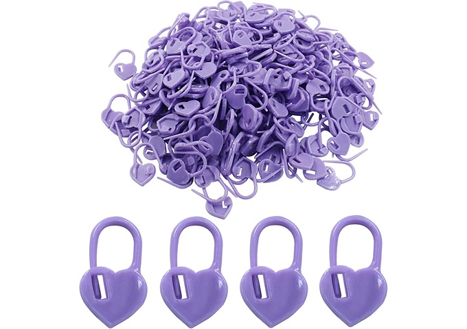 Purple Heart Crochet Locking Stitch Markers Set