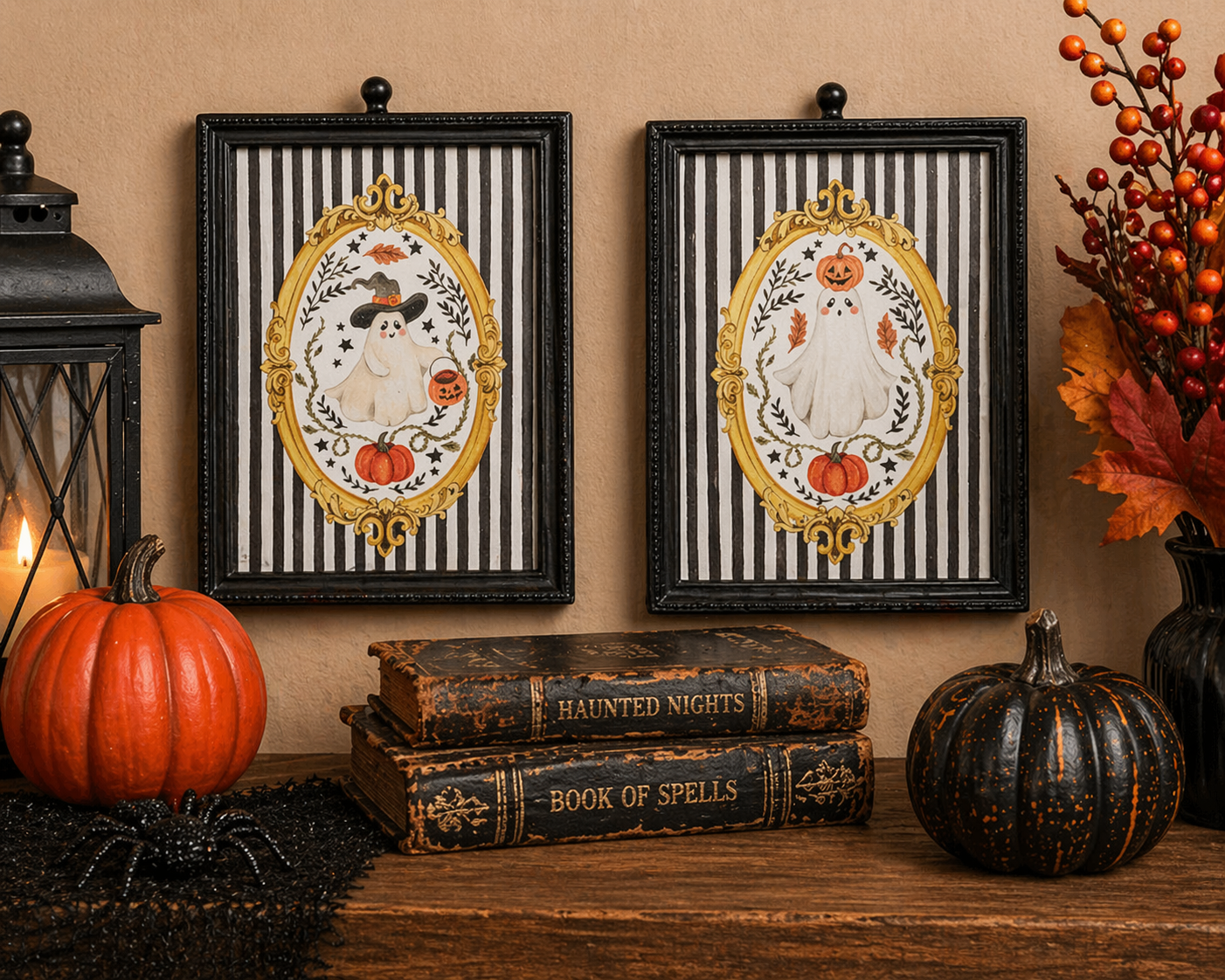 Sweet Haunting Ghost Wall Art Halloween Decor Set
