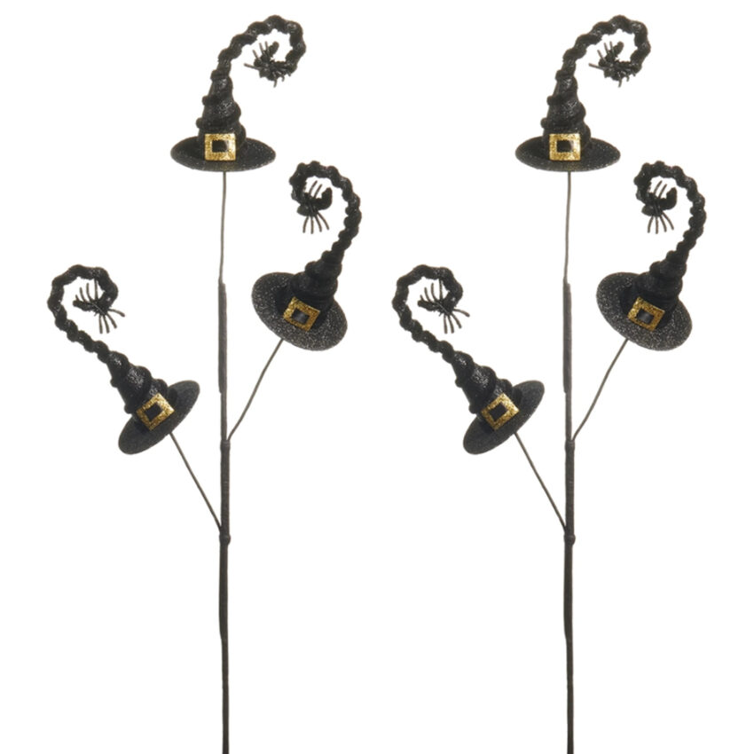 30-Inch Halloween Witch Hat Spray Picks Set of Two