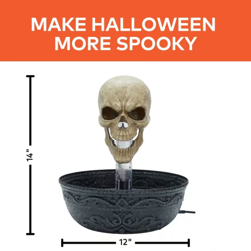 Bleeding Skull Halloween Fountain Spooky Tabletop Decoration Display