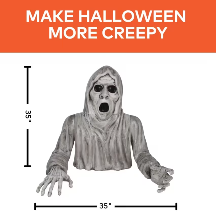 Lighted Groundbreaker Ghost Halloween Figure Outdoor Yard Decoration