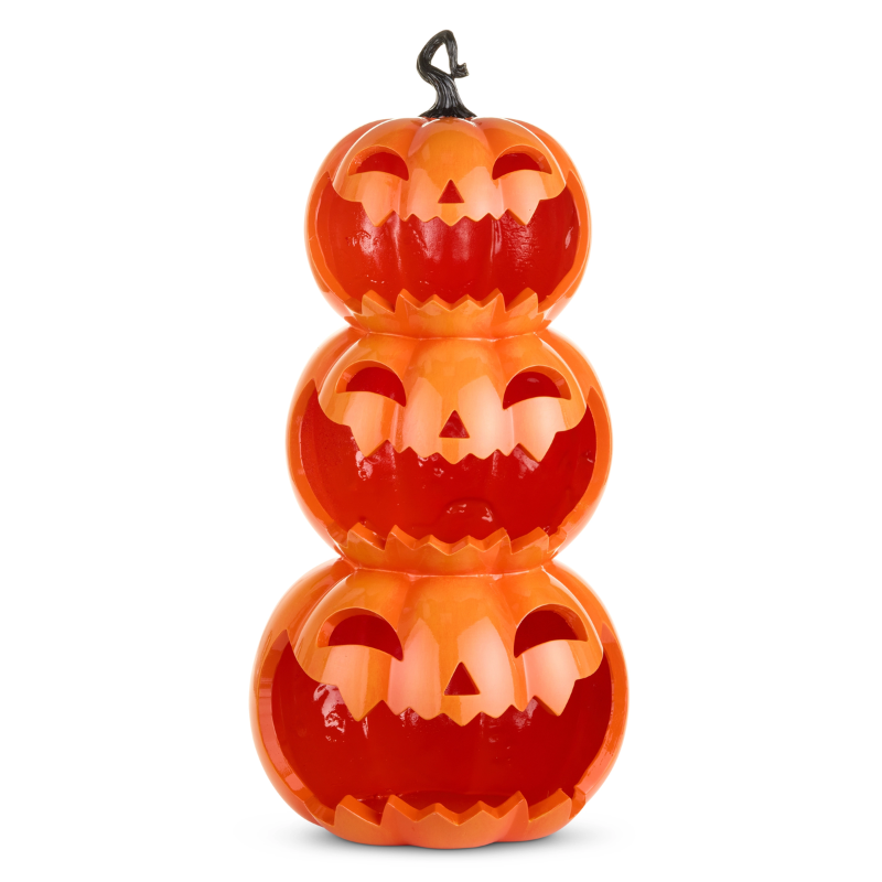 Large Stacked Jack O Lantern Halloween Decorative Pumpkin Display - Image 2