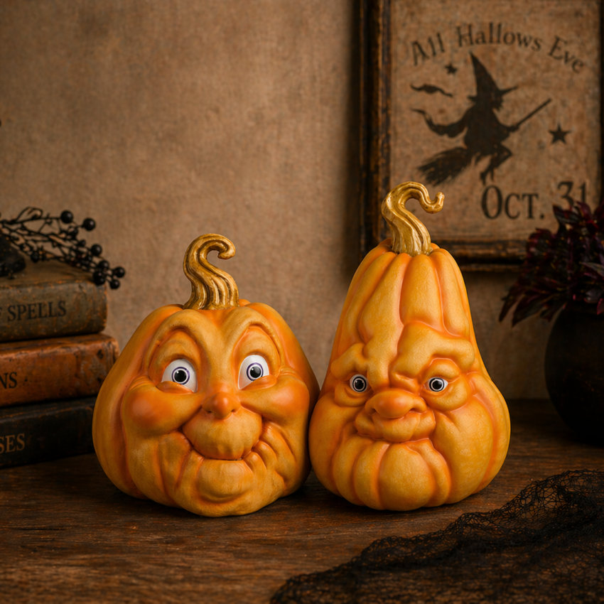 Old Man Face Pumpkin Gourd Halloween Figure Decoration