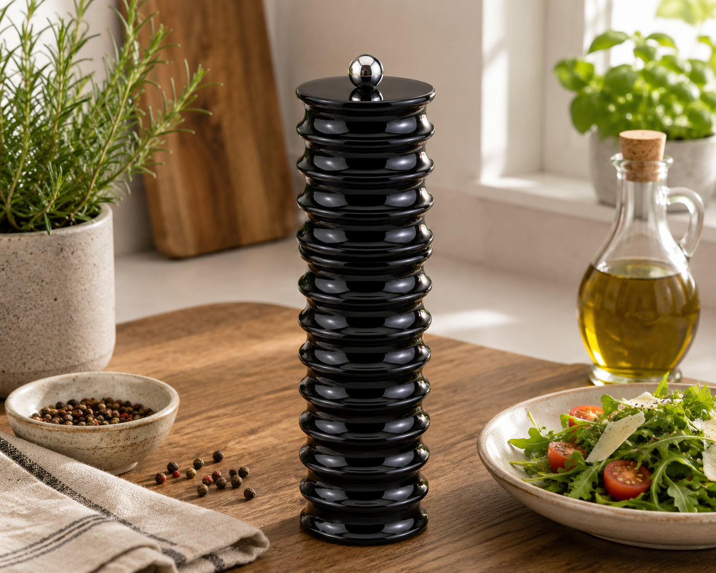 Black Twister Salt and Pepper Mill 23cm - Image 2
