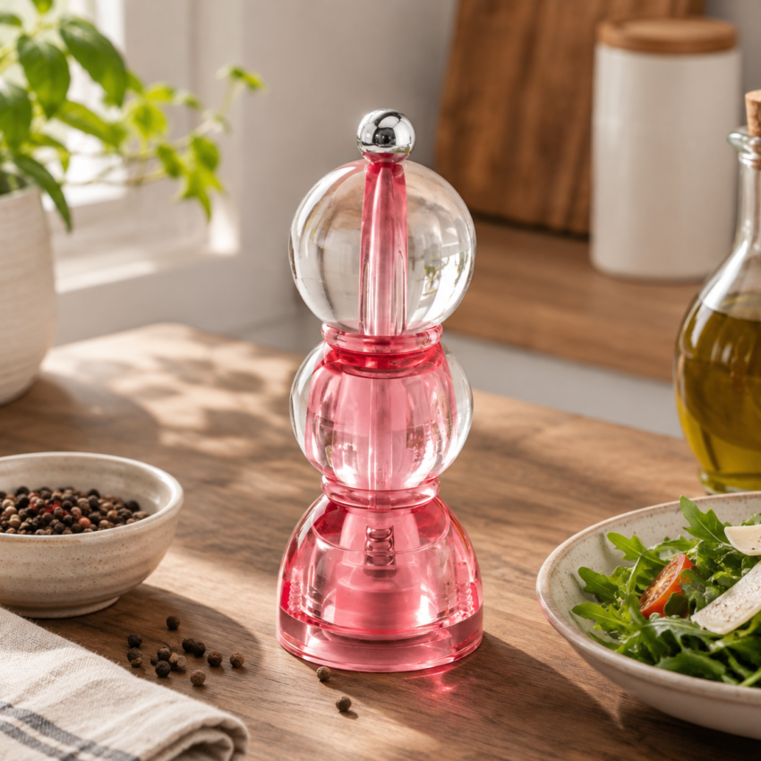 Pink Icy Mini Bobbin Salt and Pepper Mill