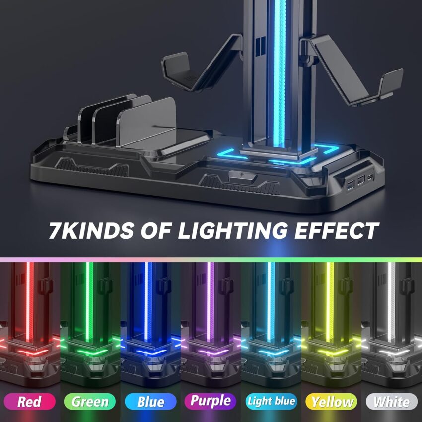 Headset Stand Charger Station Rotatable Gaming Accessory