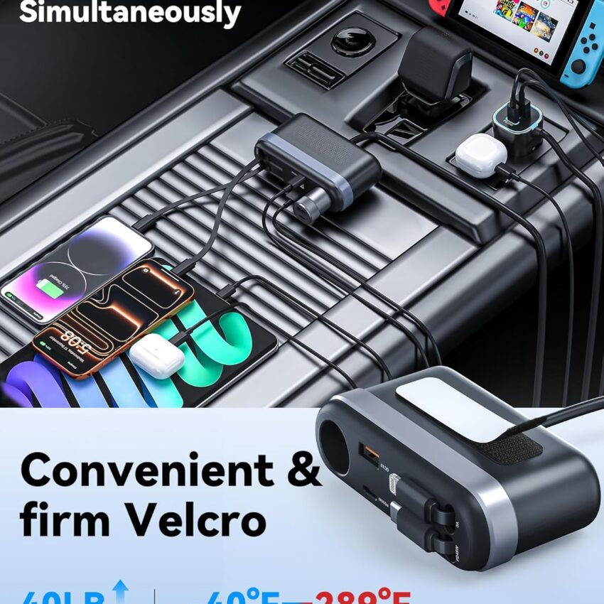 7‑in‑1 Retractable Car Charger 295W Adapter