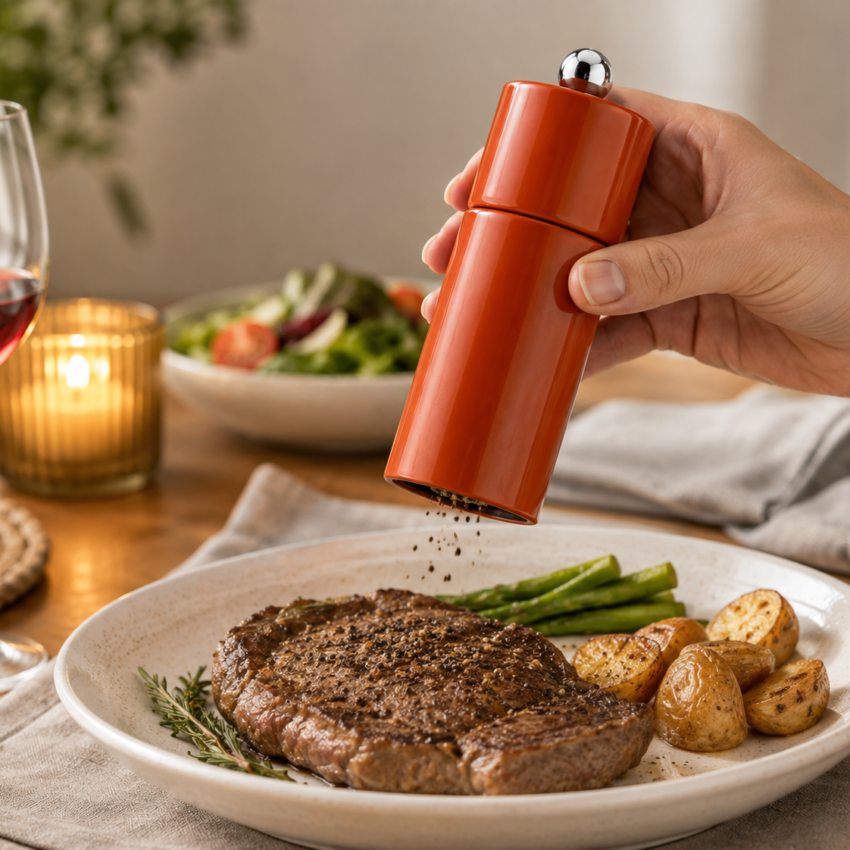 Orange Mini Column Salt and Pepper Mill