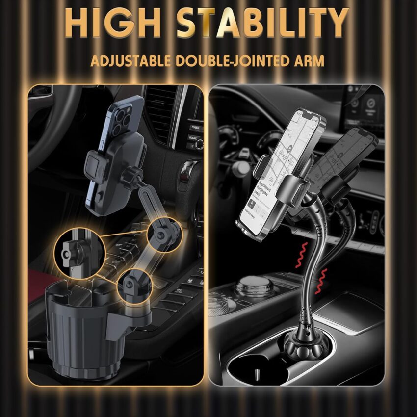 Adjustable Car Cup Holder Phone Mount with Rotation