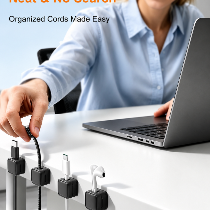Magnetic Cord Organizer Clips for Desk Cable Management