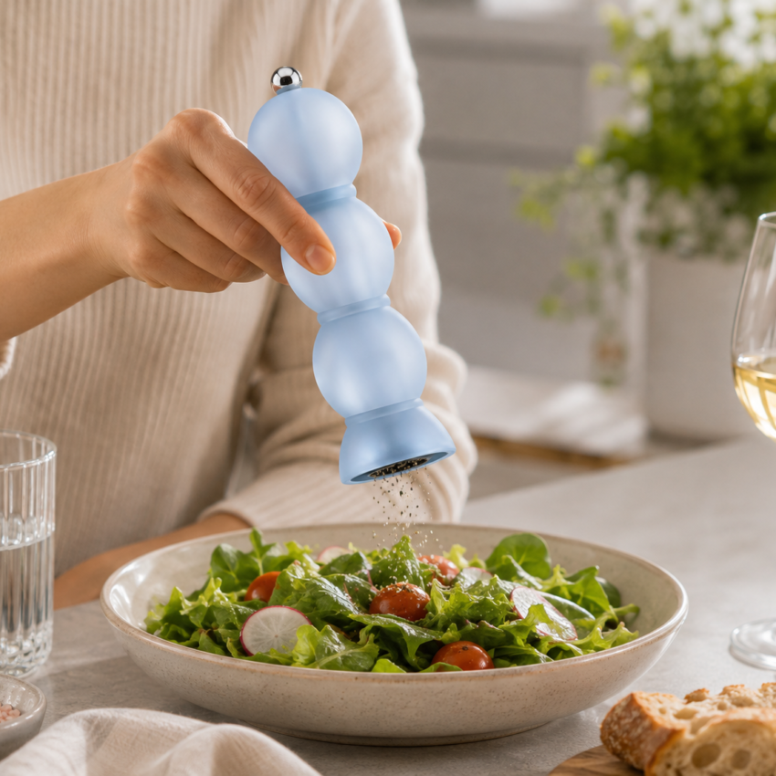 Blue Frosty Bobbin Salt and Pepper Mill
