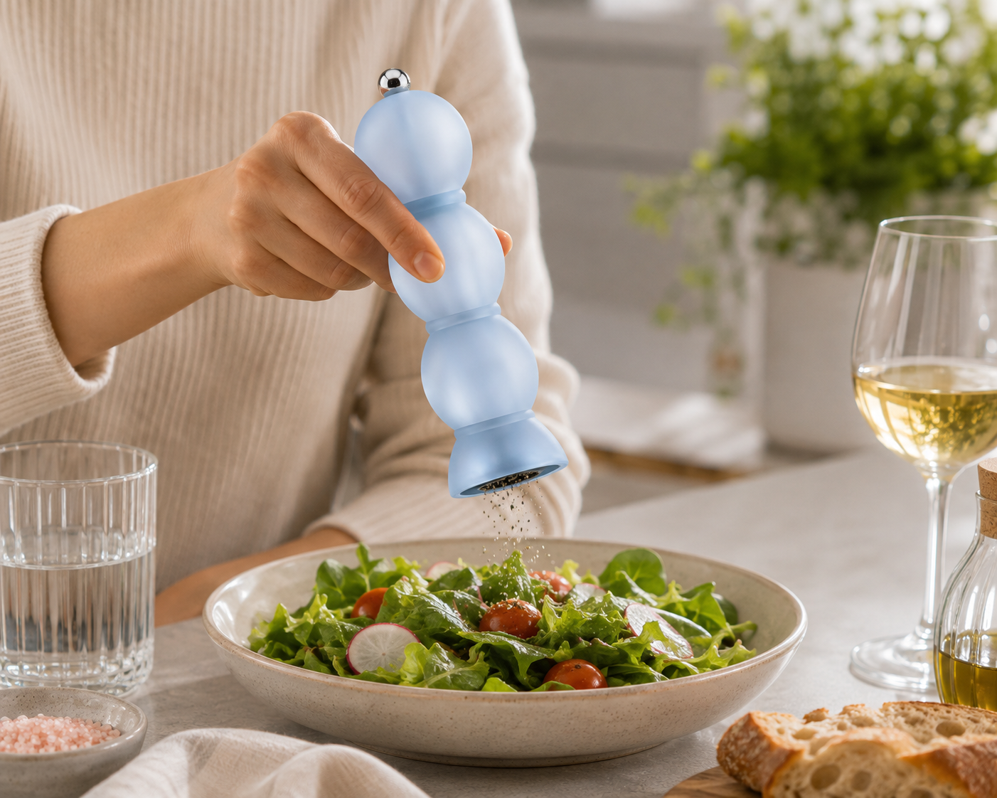 Blue Frosty Bobbin Salt and Pepper Mill - Image 2